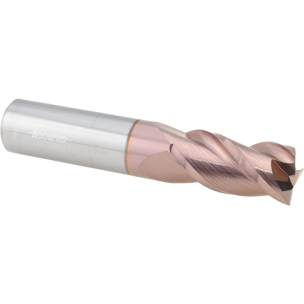 Accupro 09798927 Square End Mill 3/4'' Dia, 1-1/2'' LOC, 3/4'' Shank Dia, 4'' OAL, 3 Flutes, Solid Carbide