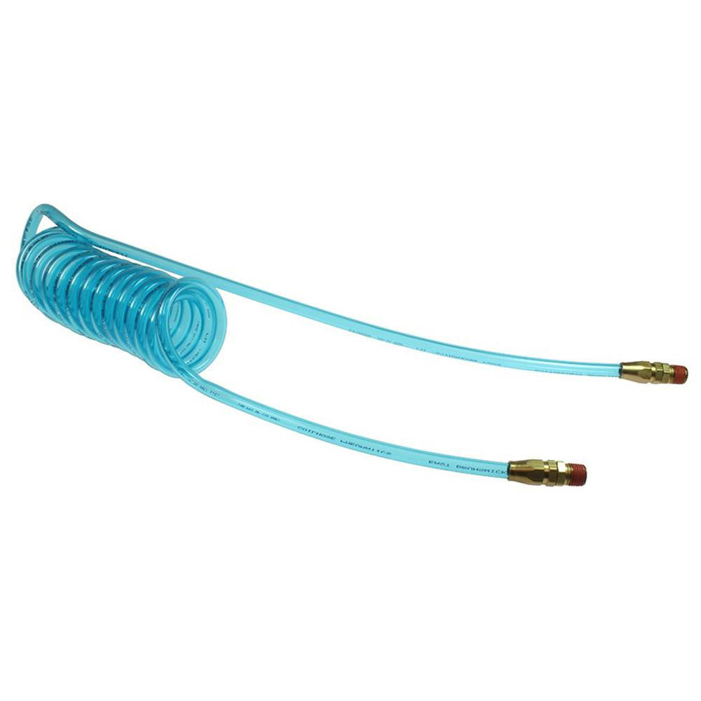 Coilhose Pneumatics PR14-15B-T Coiled & Self Storing Hose 1/4" ID, 15' Long, Male Swivel x Male Swivel