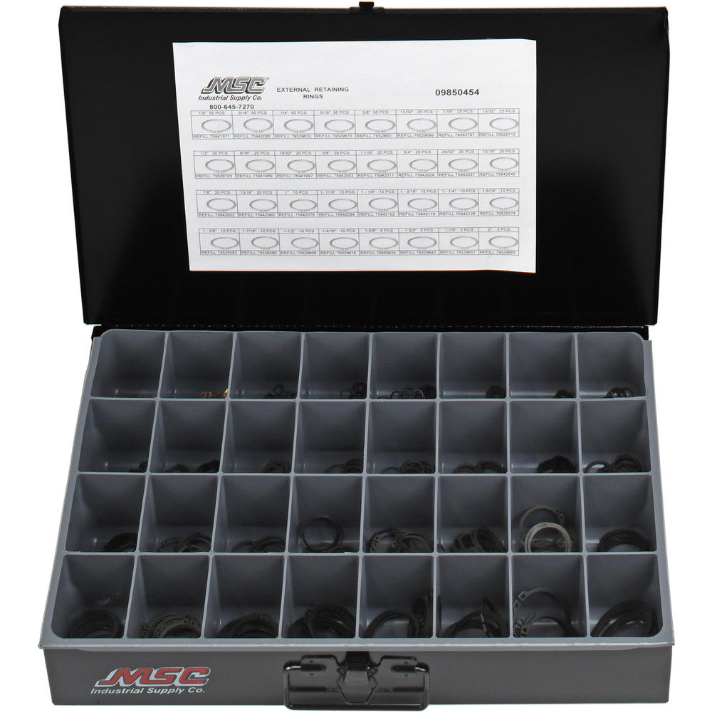 Value Collection 09850454 665 Piece, 1/8 to 2", SpRing Assortment Steel, Snap External Retaining Ring Assortment