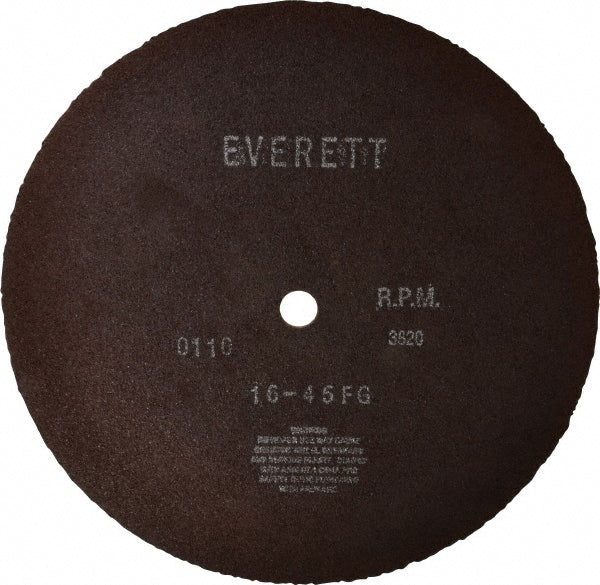Everett 45FG-16 DRY Cut-Off Wheel 16" Dia, 5/32" Thick, 1" Hole, Aluminum Oxide