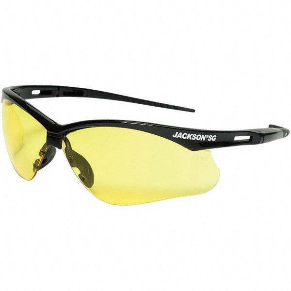 Jackson Safety 50002 Safety Glasses Scratch-Resistant, Polycarbonate, Amber Lenses, Full-Framed