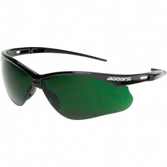 Jackson Safety 50010 Safety Glasses Scratch-Resistant, Polycarbonate, Green Lenses, Full-Framed