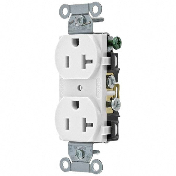 Bryant Electric CRS20W Straight Blade Duplex Receptacle NEMA 5-20R, 20 Amps, Grounded