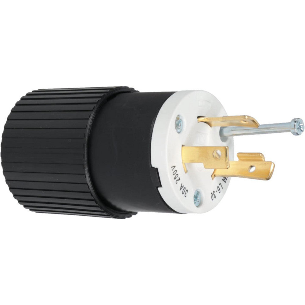 Bryant Electric 70630NP Locking Inlet Plug, Industrial, L6-30P, 250V, Black & White
