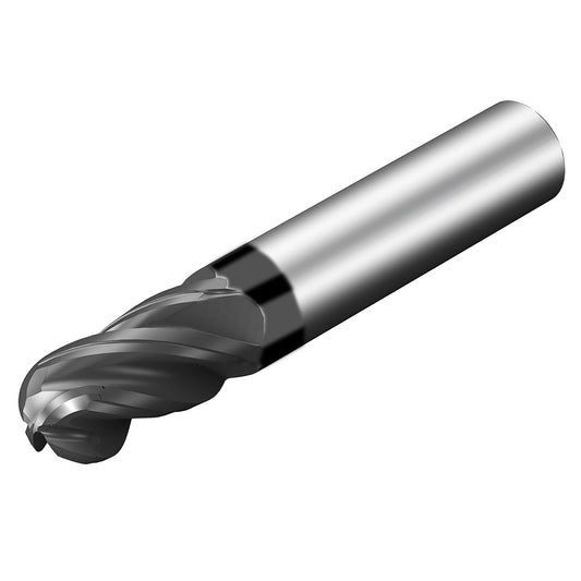 Sandvik Coromant 8045850 Ball End Mill 1/4" Dia, 5/8" LOC, 4 Flute, Solid Carbide