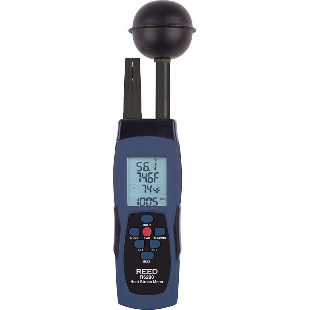 REED Instruments R6200 Thermometer/Hygrometers & Barometers Minimum Relative Humidity (%) 5 Maximum Relative Humidity (%) 95.00 Minimum Temperature (C) 0.00 Minimum Temperature (F) 32.000 Maximum Temperature (C) 50.00 Maximum Temperature (F) 122.000 Resolution 0.1