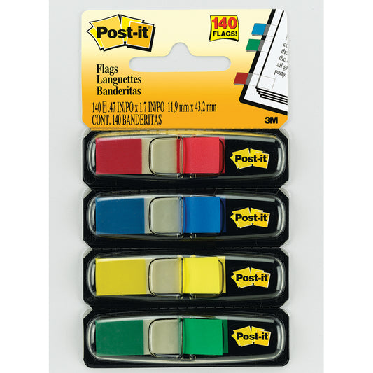 Post-It 7000144922 Self-Stick Page Flags Style Flag Color Red Yellow Blue Green Size 0.47 x 1.7