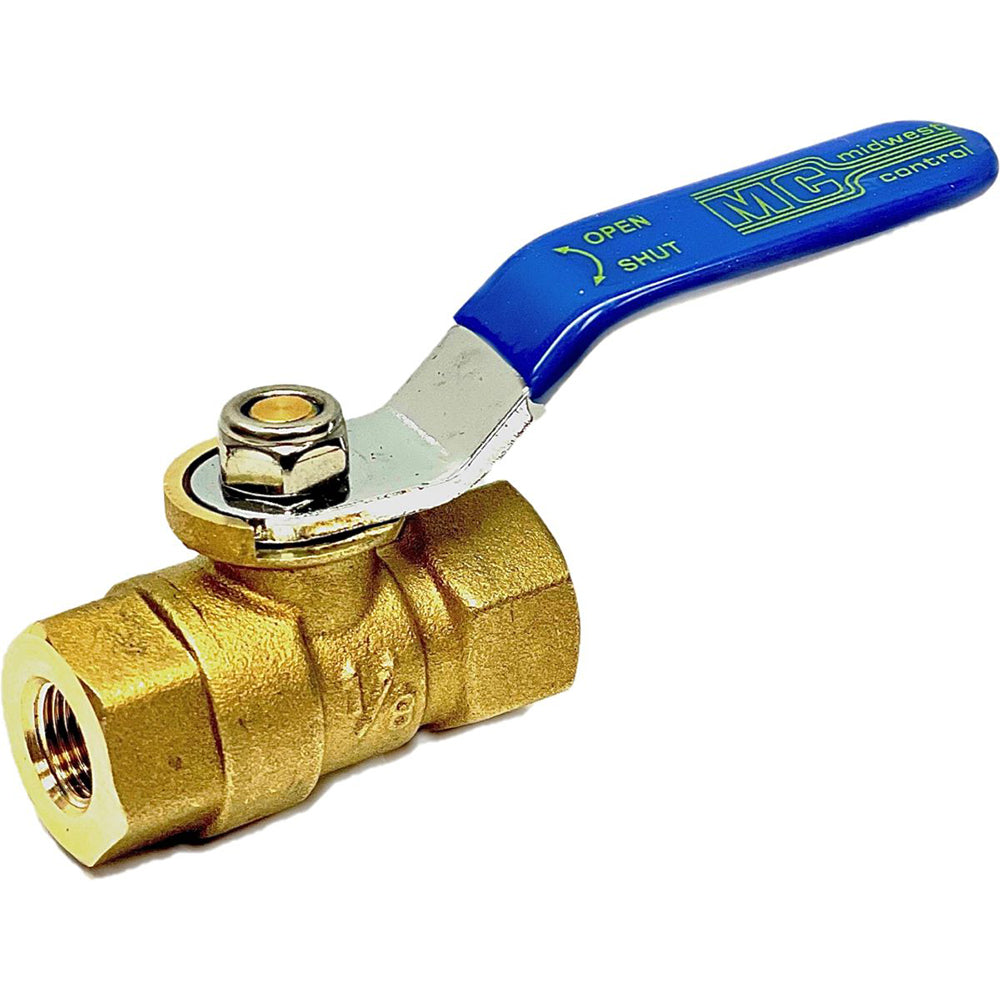 Midwest Control M-SPBV-18 Compact Manual Ball Valve 1/8" Pipe, Full Port, Brass