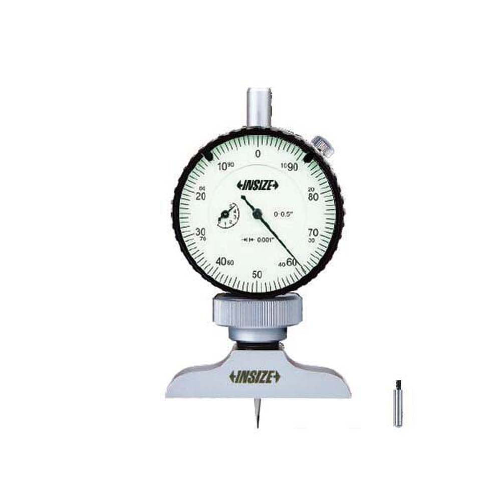 Insize USA LLC 2341-E1 Dial Depth Gages Maximum Measurement (Decimal Inch) 1.2  Calibrated Yes  Includes Hook No  Dial Face Color White  Includes Case  