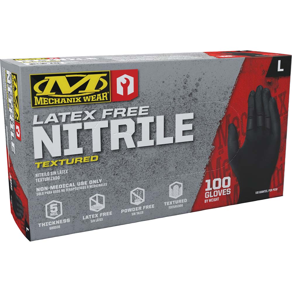 Mechanix Wear D13-05-010-100 Disposable Glove Size Large, 5.0 mil, Not Coated, Nitrile, General Purpose Grade, Powder-Free