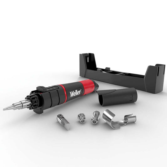 Weller WLBUK75 Soldering Iron & Torch Kits Type Soldering Iron Kit Contents Safety Cap Operating instructions PPT11 Hot Air Deflector for Heat Shrink Tubing PPT10 Hot Knife Tip Carrying Case 25-75W Soldering Tool PPT12 Flame Tip PPT9 Hot Air Tip Sponge and T