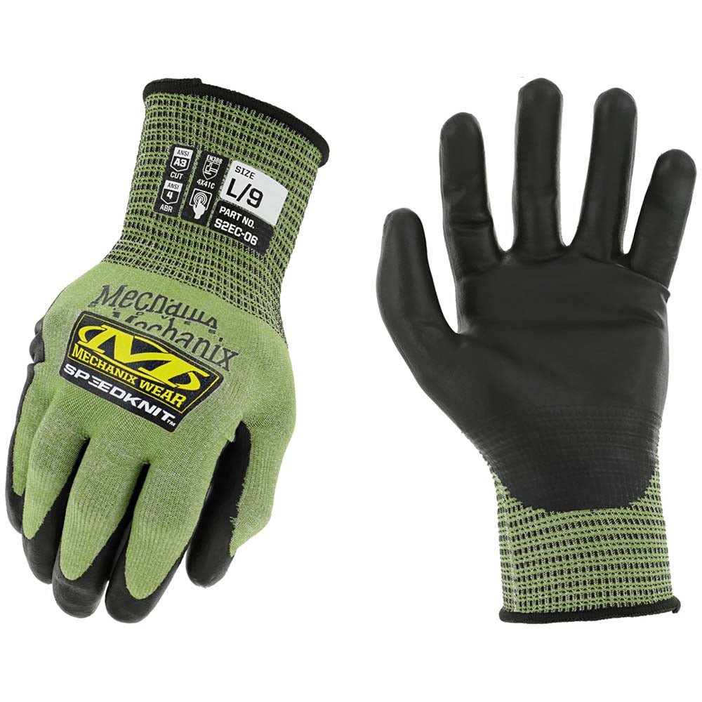 Mechanix Wear S2EC-06-011 Cut & Abrasion-Resistant Gloves Size 2XL, ANSI Cut A4, Urethane, HPPE