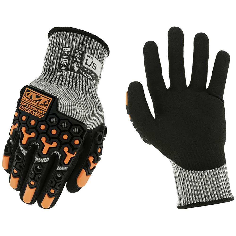 Mechanix Wear S5CP-08-009 Cut, Puncture & Abrasive-Resistant Gloves Size L, ANSI Cut A4, ANSI Puncture 3, Nitrile, HPPE