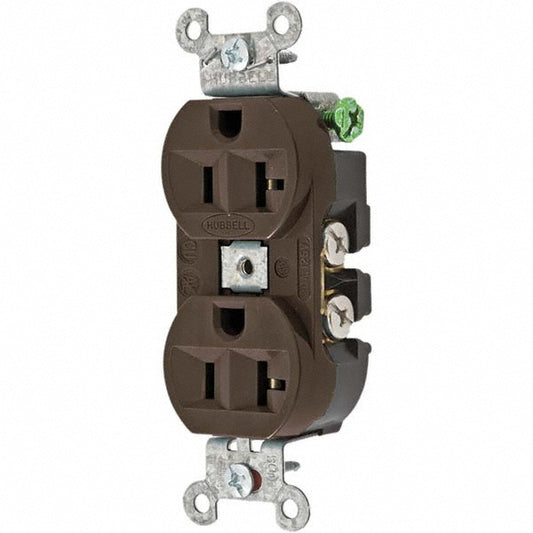 Hubbell Wiring Device-Kellems 5362B Straight Blade Duplex Receptacle NEMA 5-20R, 20 Amps, Self-Grounding