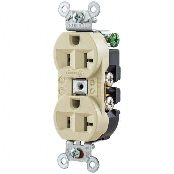 Hubbell Wiring Device-Kellems 5362I Straight Blade Duplex Receptacle NEMA 5-20R, 20 Amps, Self-Grounding