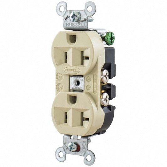 Hubbell Wiring Device-Kellems 5362I Straight Blade Duplex Receptacle NEMA 5-20R, 20 Amps, Self-Grounding