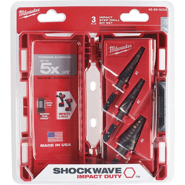 Milwaukee Tool 48-89-9254 Step Drill Bit 1/8 to 1/2" Dia, 1/4" Shank Dia, Steel, 31 Hole Sizes