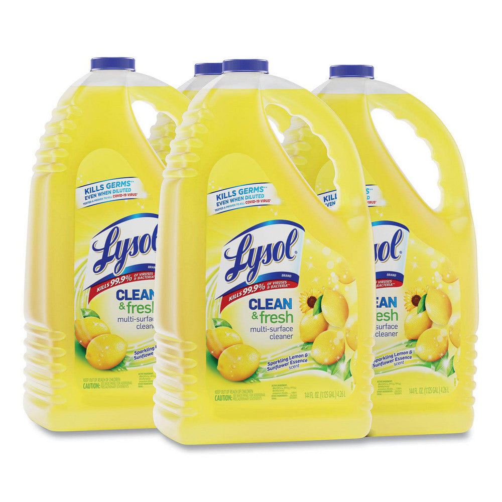 Lysol RAC77617 Clean and Fresh Multi-Surface Cleaner, Sparkling Lemon and Sunflower Essence, 144 oz Bottle, 4/Carton