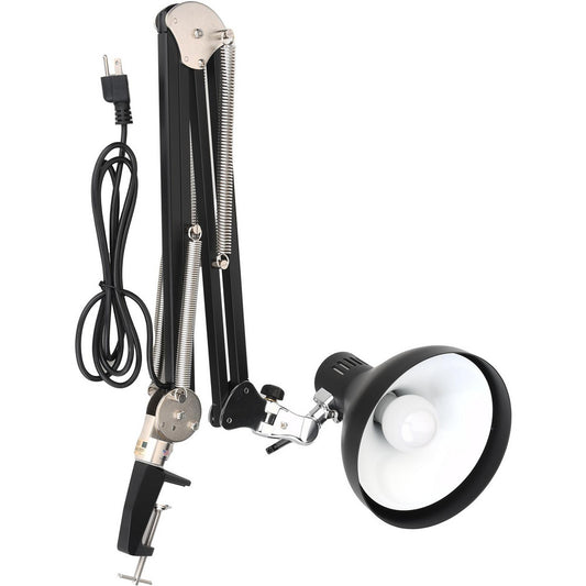 Pro-Source PS-2580022BLED Task Light Incandescent & LED, 42" Reach, Swing Arm, Table Edge Clamp, Black