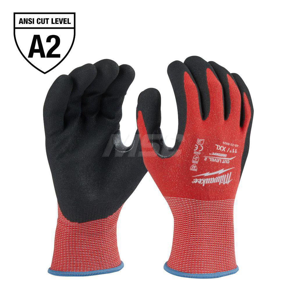 Milwaukee Tool 48-22-8929 Cut, Puncture & Abrasive-Resistant Gloves Size 2XL, ANSI Cut A2, ANSI Puncture 0, Nitrile, Nylon