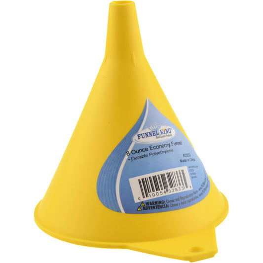 Funnel King 32833 Oil Funnels & Can Oiler Accessories Oil Funnel Type Funnel  Material Polyethylene  Color Yellow  Finish Smooth Plastic  Spout Length 1.13in  Maximum Capacity 8oz