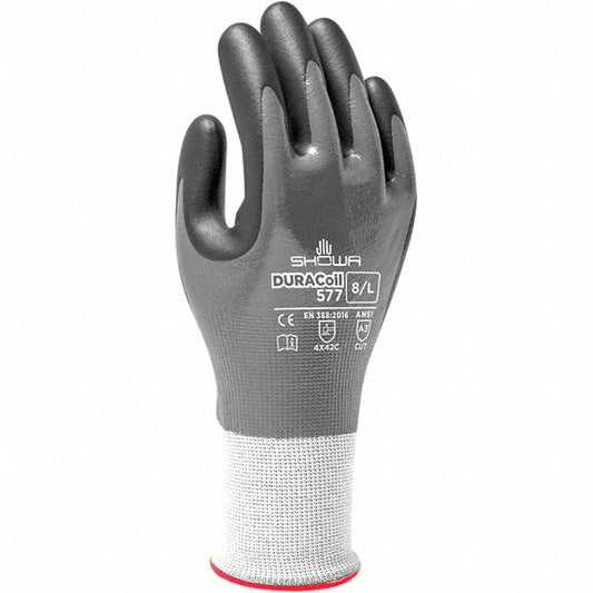SHOWA 577L-08 Cut, Puncture & Abrasive-Resistant Gloves Size L, ANSI Cut A3, ANSI Puncture 2, Nitrile, ATA & HPPE Blend