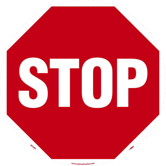 AccuformNMC WFSM3 Accident Prevention Adhesive Backed Floor Sign Round, ''Stop''