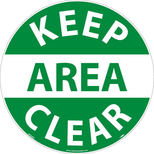 AccuformNMC WFSM38 Accident Prevention Adhesive Backed Floor Sign Round, ''Keep Area Clear''