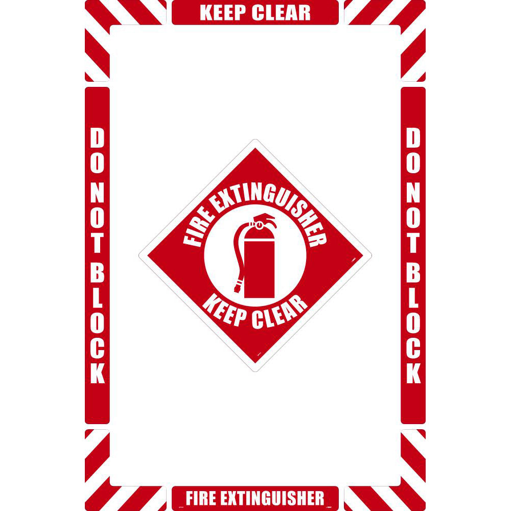 AccuformNMC WFK07 Accident Prevention Adhesive Backed Floor Sign Rectangle, ''Fire Extinguisher Keep Clear''