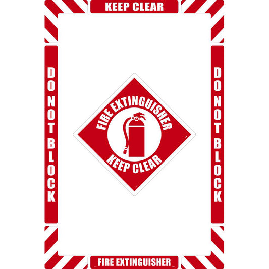 AccuformNMC WFK07 Accident Prevention Adhesive Backed Floor Sign Rectangle, ''Fire Extinguisher Keep Clear''