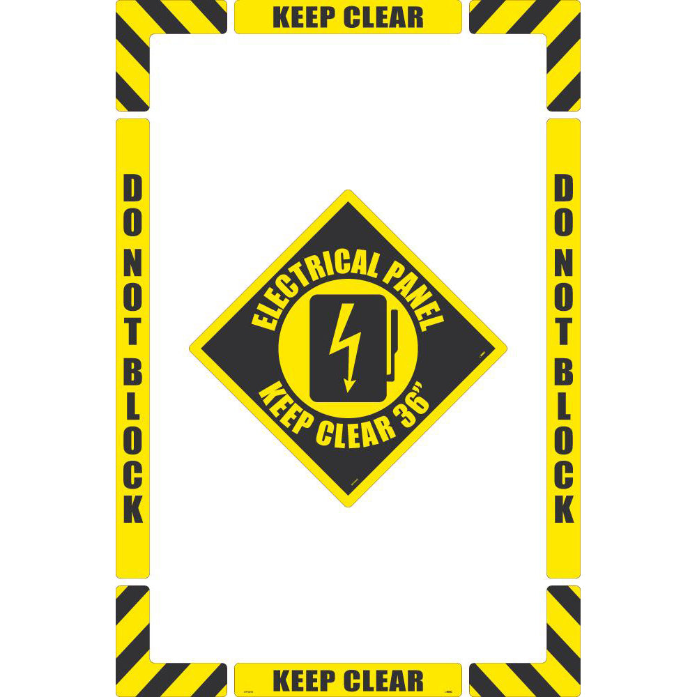 AccuformNMC WFKSM05 Accident Prevention Adhesive Backed Floor Sign Rectangle, ''Electrical Panel Keep Clear 36 inch''