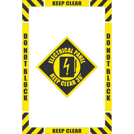 AccuformNMC WFKSM05 Accident Prevention Adhesive Backed Floor Sign Rectangle, ''Electrical Panel Keep Clear 36 inch''