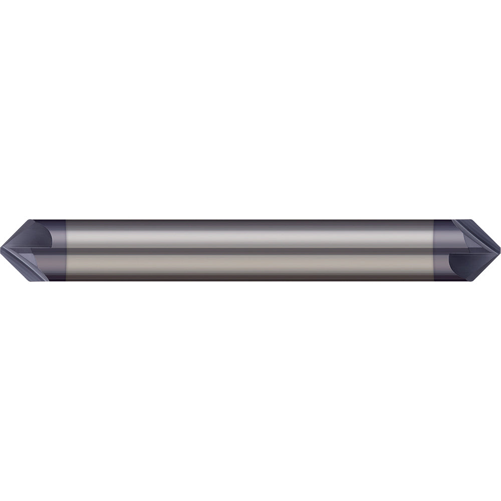 Micro 100 CS-375-120X Chamfer Mill 3/8" Dia, 3/8" Shank Dia, 120 deg, 6 Flute, Solid Carbide, Double End