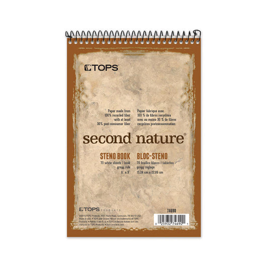 TOPS TOP74690 Note Pads, Writing Pads & Notebooks Product Type Stenography & Reporting Pads  Paper Color White  Style of Rule Gregg Ruled  Cover Color Brown  Binding Location Top  Binding Type Spiral
