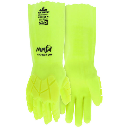 MCR Safety N2659HVLXXL Cut, Puncture & Abrasion-Resistant Gloves Ninja® N2659HVL, Size 2X-Large, ANSI Cut A4, ANSI Puncture 3, Uncoated, PVC