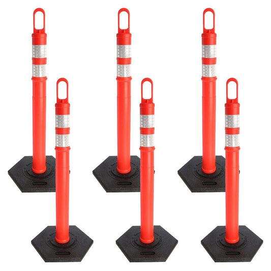 PRO-SAFE PS-78212-6 Delineator with Reflective Collar Plastic, Orange, 2" Wide