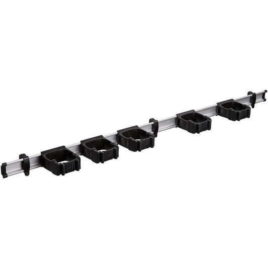 Toolflex One 9-5-1 37" Mop & Broom Organizer with 5 One-Size-Fits-All Holders, Black