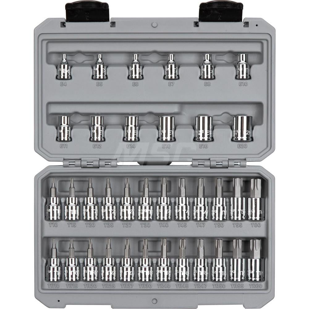 Tekton SKT15402 3/8 Inch Drive Torx/TR Torx Bit & External Star Socket Set, 36-Piece (T10-T60, TR10-TR60, E4-E20)
