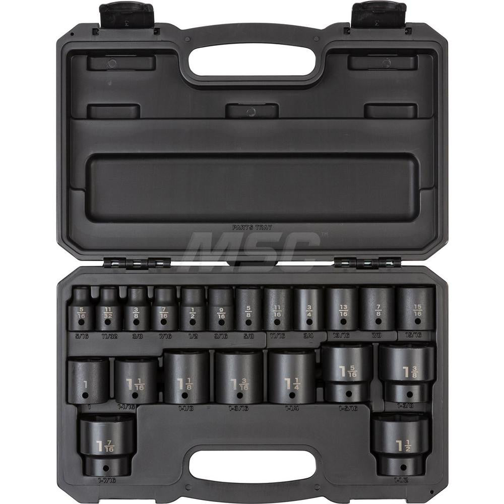 Tekton SID92302 1/2 Inch Drive 6-Point Impact Socket Set, 21-Piece (5/16 - 1-1/2 in.)