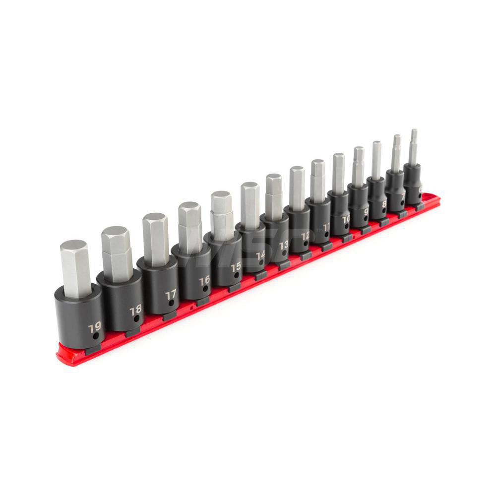 Tekton SIB92101 1/2 Inch Drive Hex Impact Bit Socket Set, 14-Piece (6-19 mm)