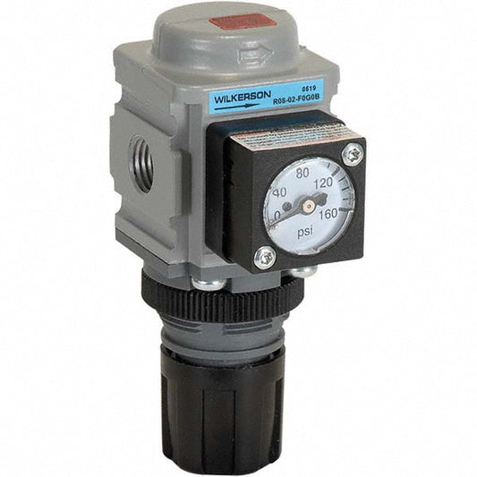Wilkerson R08-02-F0G0B Compressed Air Regulator 1/4" NPT, 300 Max psi, Miniature