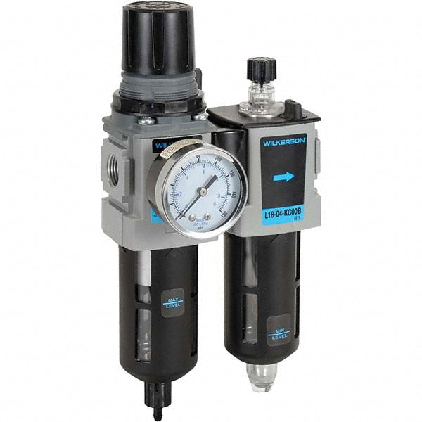 Wilkerson D18-03-FKG0B FRL Combination Unit 3/8 NPT, Compact, 2 Pc Filter/Regulator-Lubricator with Pressure Gauge