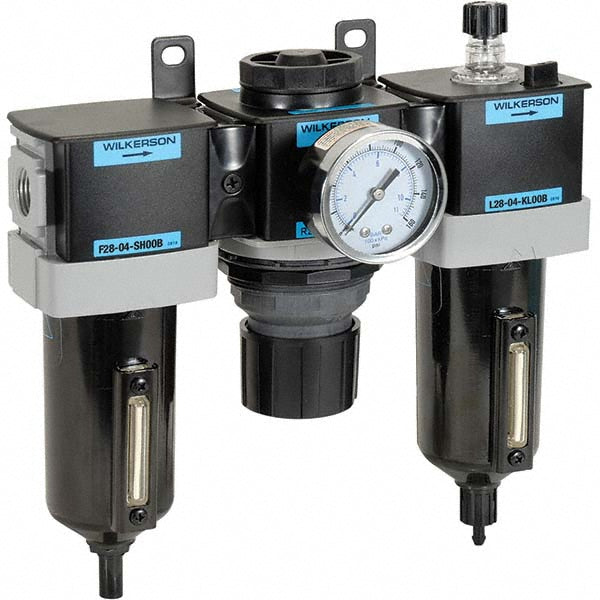 Wilkerson C28-06-FKG0B FRL Combination Unit 3/4 NPT, Standard, 3 Pc Filter-Regulator-Lubricator with Pressure Gauge