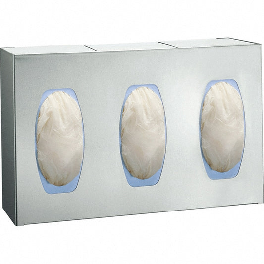 ASI-American Specialties, Inc. 0501-3 PPE Dispensers Dispenser Type Disposable Glove Dispenser  Mount Type Wall  Lid No  Overall Length 13.7500  Material Stainless Steel  Color Silver