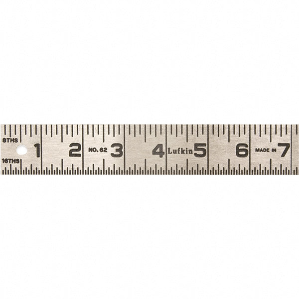 Lufkin 622FTN Steel Rule 24" OAL, Inch Graduation, Rigid, 1-1/4" OAW