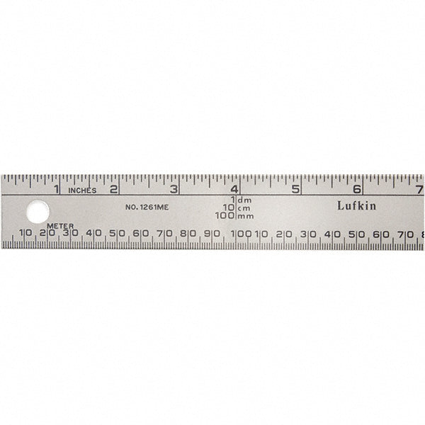 Lufkin 1261MEN Steel Rule 36" OAL, Decimal Metric & Inch Graduation, Flexible, 1" OAW