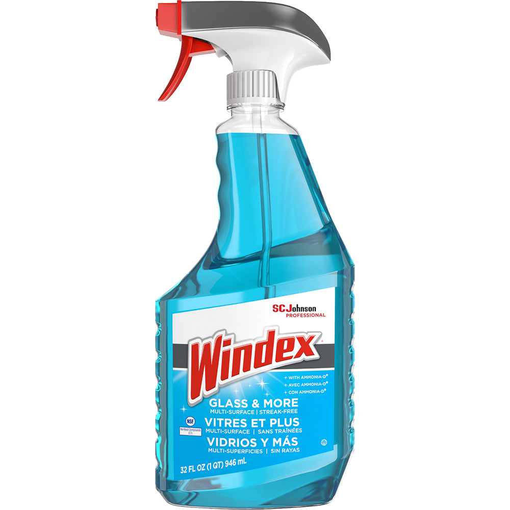 Windex 322338 Windex Glass & More, Multi-Surface, Streak-Free Trigger, 32oz, 8/case