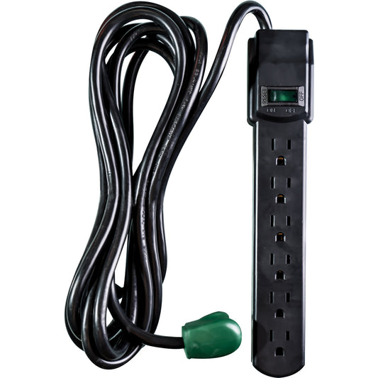 GoGreen Power GG-16103M-12BK Power Outlet Strips Amperage 15A  Voltage 120 V  Cord Length 12ft  Material Plastic  Number Of Outlets 6  Cord Length (Feet) 12