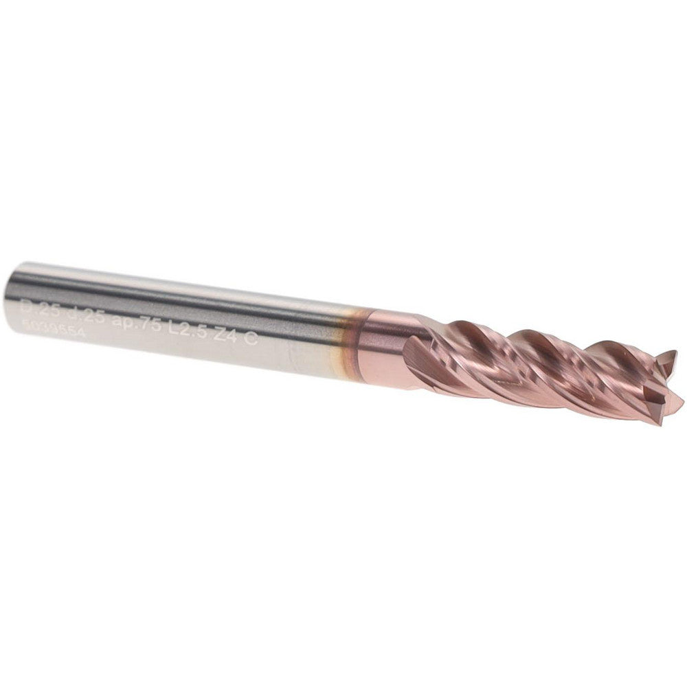Iscar 3398259 Square End Mill 1/4" Dia, 3/4" LOC, 4 Flute, Solid Carbide