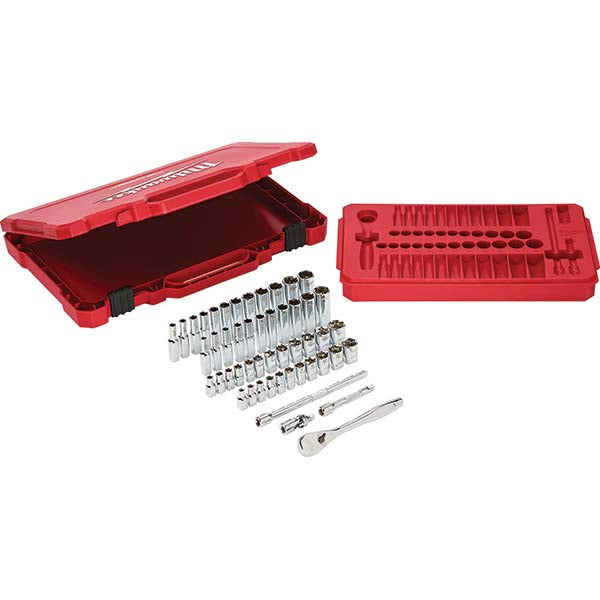 Milwaukee Tool 48-22-9004 Socket Set Ratchet & Socket Set, 50 Pc, 1/4" Drive, 5/32" Min, 9/16" Max